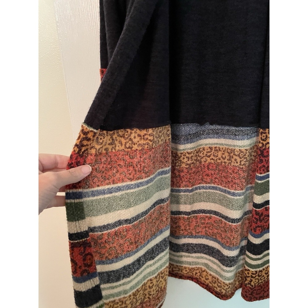 Beeson River Sweater‎ Cardigan Long Navy Geometric Design Stripe Size Small Open - Picture 3 of 8